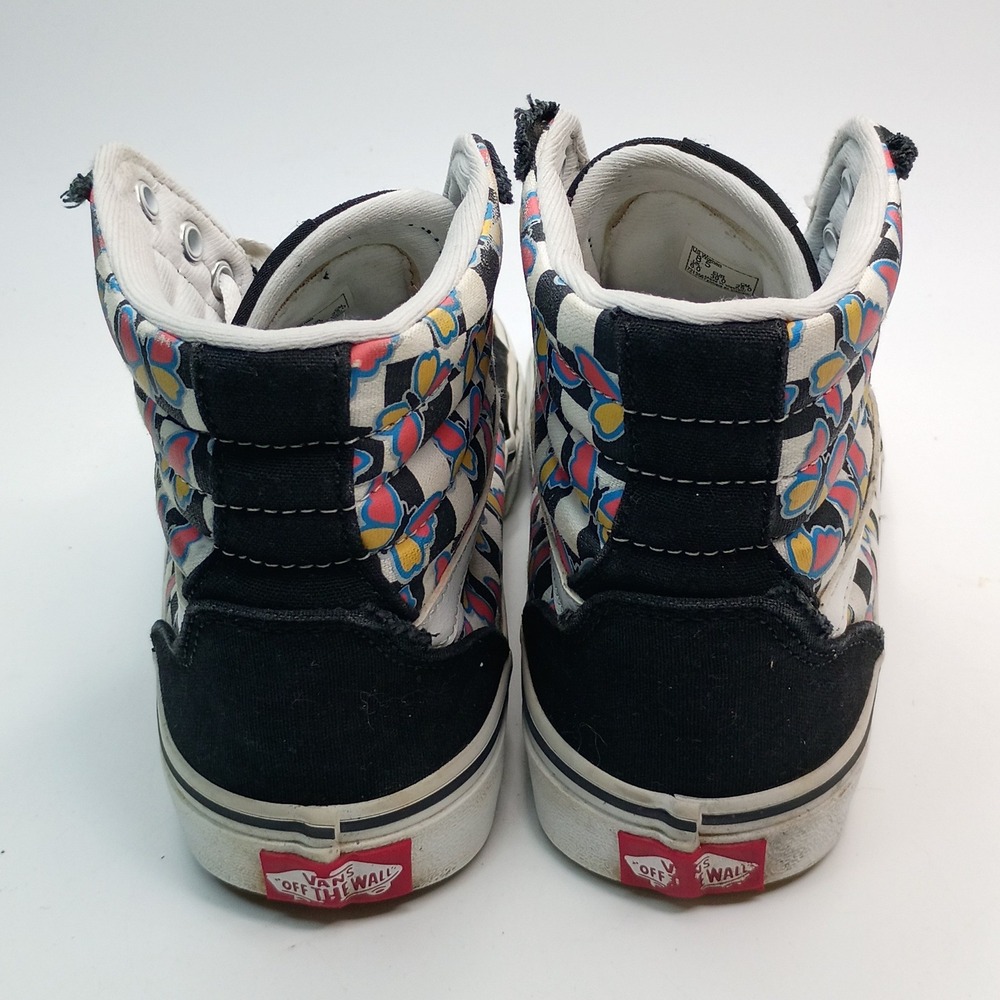 Vans Sk8-Hi Sneakers Women Size 8.5 Black Butterfly Checkerboard Canvas - Picture 4 of 11
